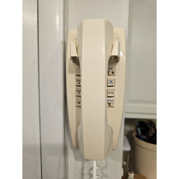 Other - Vintage AT&T  Ivory Beige Push Touch Tone Button Wall Mounted Phone Telephone